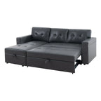 Divano componibile convertibile reversibile con letto estraibile, chaise longue con contenitore nascosto e gambe durevoli