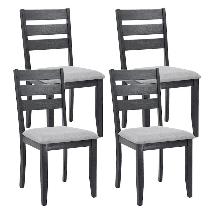 Sedie da pranzo in legno con schienale a doghe, set da 4