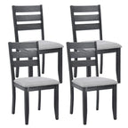 Sedie da pranzo in legno con schienale a doghe, set da 4