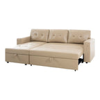 Divano componibile convertibile reversibile con letto estraibile, chaise longue con contenitore nascosto e gambe durevoli