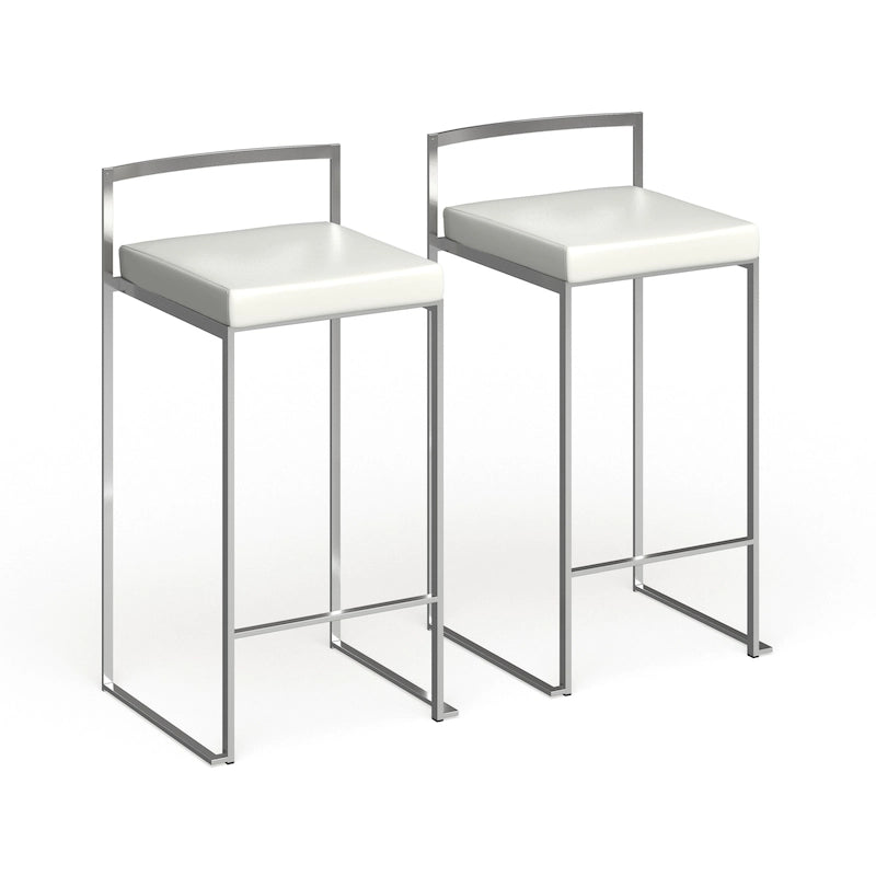 Sgabello da bancone impilabile in acciaio inossidabile completamente saldato Silver Orchid Forrest (set di 2)