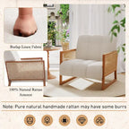 Poltroncine in Rattan, Sedia in Rattan Naturale Imbottita Poltrona in Lino Mid-Century Modern Side Chair per Soggiorno Camera da Letto