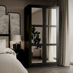 Palace Imports 100% Solid Wood 2-Door Urban Wardrobe Armoire with Solid and Mirrored Doors