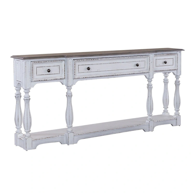 Consolle da ingresso Magnolia Manor in bianco antico e corteccia invecchiata, 182 cm