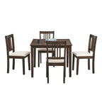 Set Tavolo e Sedie per Colazione in Cucina, Tavolo da Pranzo Quadrato in Legno, Tavolo da Pranzo Casuale con 4 Sedie Imbottite