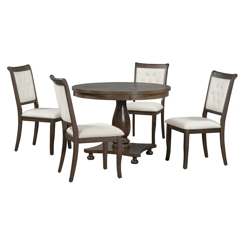 Set da pranzo da 5 pezzi Lak Retro con sedie imbottite di GDFStudio