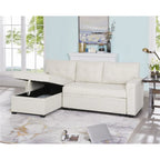 Divano componibile convertibile reversibile con letto estraibile, chaise longue con contenitore nascosto e gambe durevoli
