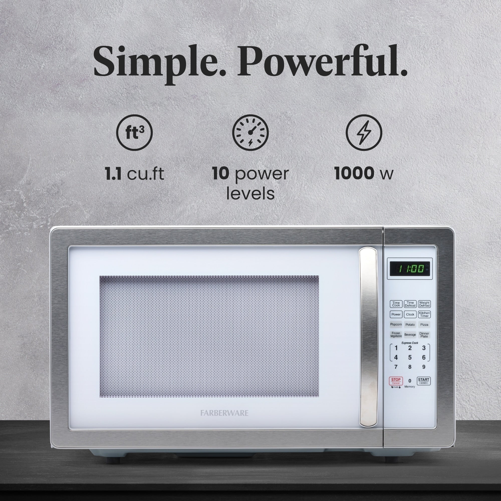 Forno a microonde Farberware Classic da 1,1 piedi cubi e 1000 watt