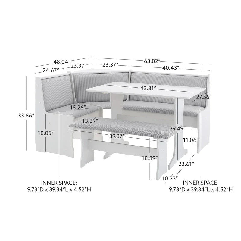 Set da Pranzo con Angolo Panca Sedley Farmhouse con Contenitore