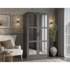 Palace Imports 100% Solid Wood 2-Door Urban Wardrobe Armoire with Solid and Mirrored Doors