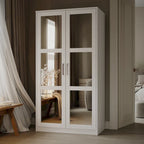Palace Imports 100% Solid Wood 2-Door Urban Wardrobe Armoire with Solid and Mirrored Doors