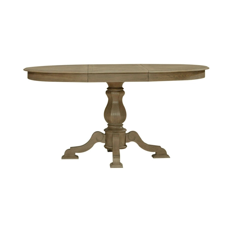 Tavolo da pranzo rotondo Magnolia Manor con base a piedistallo e prolunghe – 2 finiture