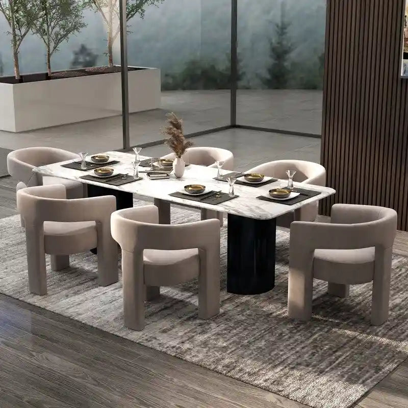 SEYNAR Sedia da Pranzo Moderna Glamour Rivestita in Velluto, Set di 6 Sedie Accent con Schienale Aperto