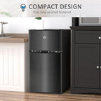 HOMCOM Mini Frigorifero a Doppia Porta con Congelatore, Frigo Compatto da 90 litri con Ripiano Regolabile, Termostato Regolabile