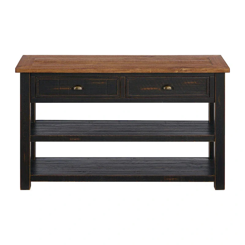 The Gray Barn Downington Consolle da Divano in Legno Massello a 2 Cassetti