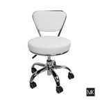 Sgabello basso Dayton con schienale regolabile da 13 a 15, rotelle, bianco - N/A