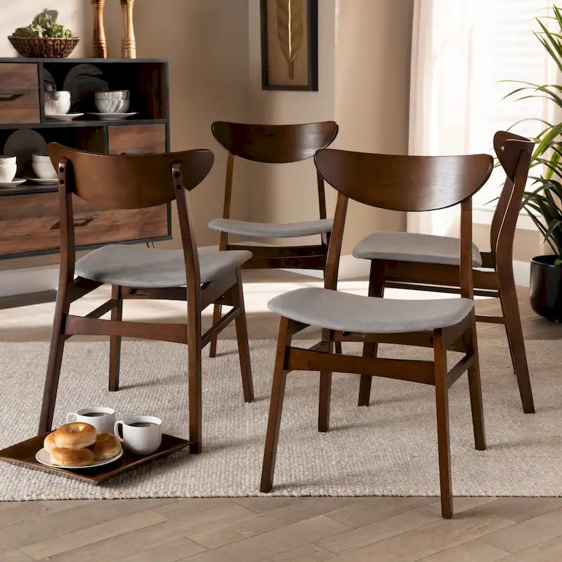 Parlin Mid-Century Modern Transitional 4-Piece Dining Chair Set