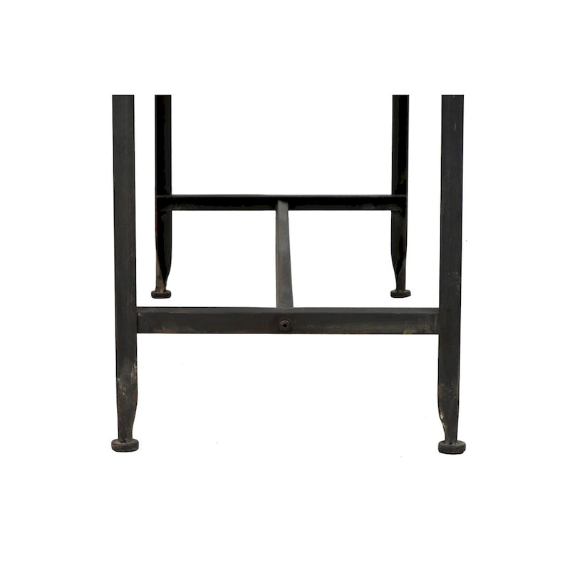 Zinc-Finished Metal and Wood Scalloped Edge Sofa Table