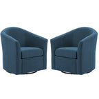 Set di 2 Poltrone Girevoli Moderne Imbottite a Barilotto, Poltrone Accent per Soggiorno