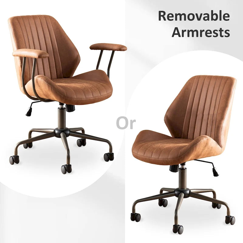 OVIOS Sedia da ufficio ergonomica in tessuto scamosciato con supporto lombare