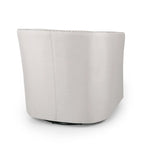 Poltrona girevole accent, stile classico a botte, tessuto beige grano