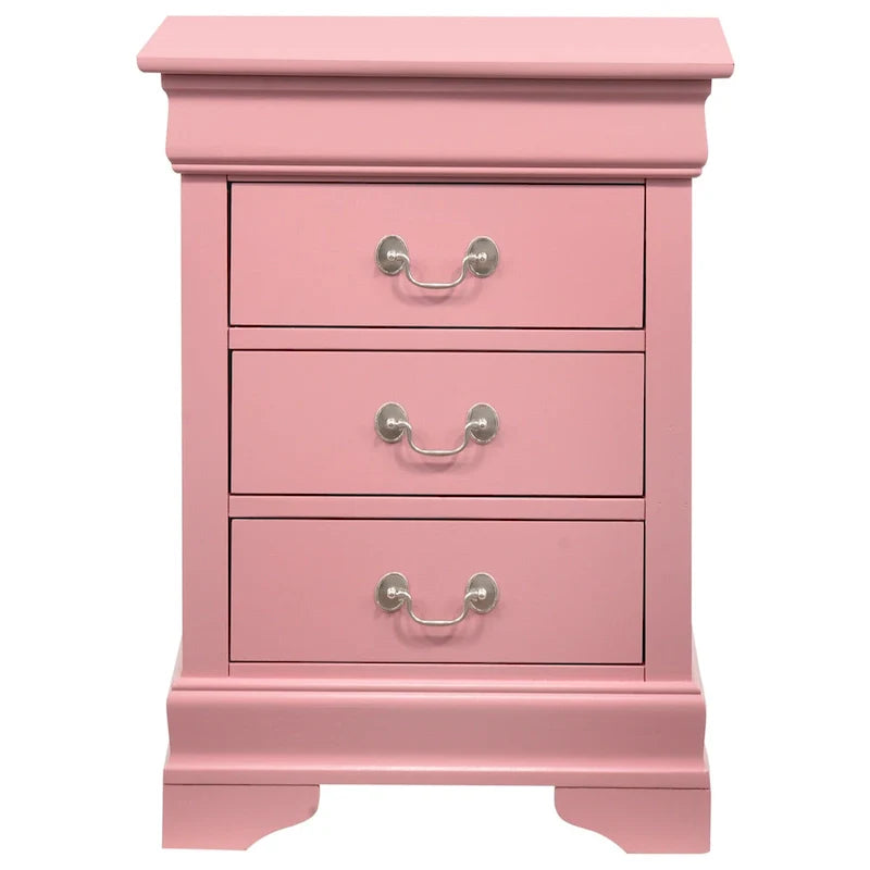 Comodino in legno a 3 cassetti