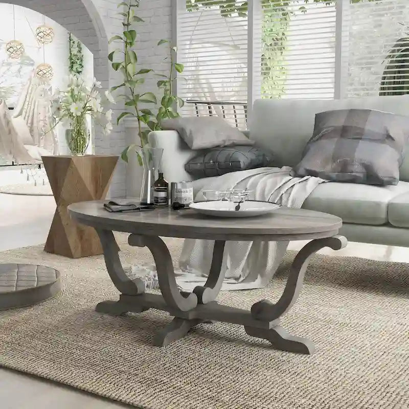 Tavolino da caffè DH BASIC Farmhouse Vintage Grigio da 48 pollici di Denhour