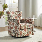 Poltrona girevole a dondolo Georg Comfortable Floral Fabric con braccioli arrotolati di HULALA HOME