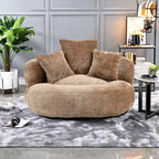 Chenille High Back Lazy Sofa with 3 Pillows and Oversized Bean Bag Chair