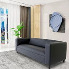 Coast to Coast Sofas Mid Century Modern 3 Seater Sofa Faux Leather Solid Wood Frame Upholstered