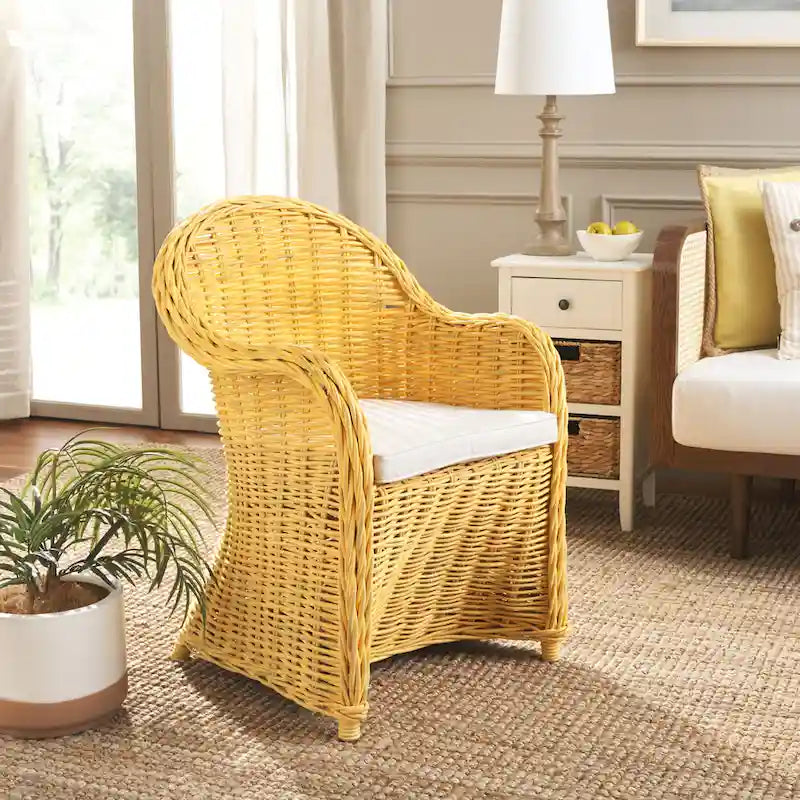 SAFAVIEH Sinja Poltroncina Club in Rattan Giallo - 24 x 26 x 35 - 24Px26Lx35H