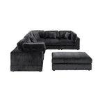 Divano Sezionale Modulare a L in Corduroy, 6 Pezzi Oversize, Combinazione Fai da Te