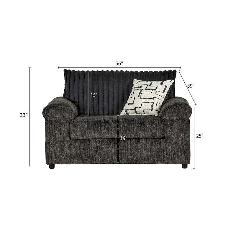 Roundhill Furniture Nason Wide Wale Corduroy Sofa, Loveseat, and Cuddle Chair Set