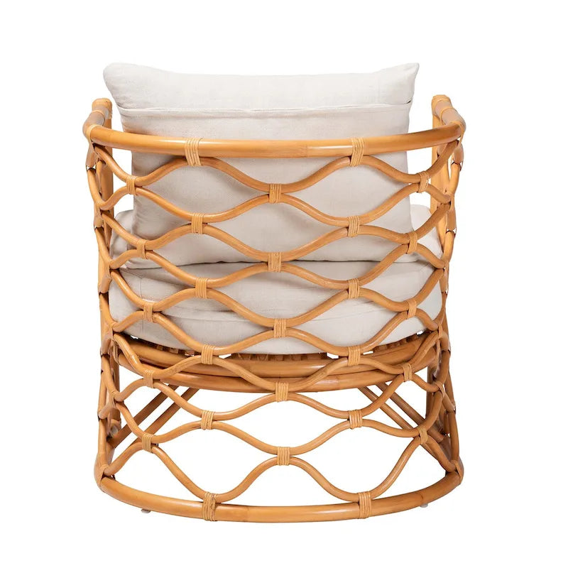 Poltrona Acelynn in Rattan Chiaro Miele Stile Bohemien