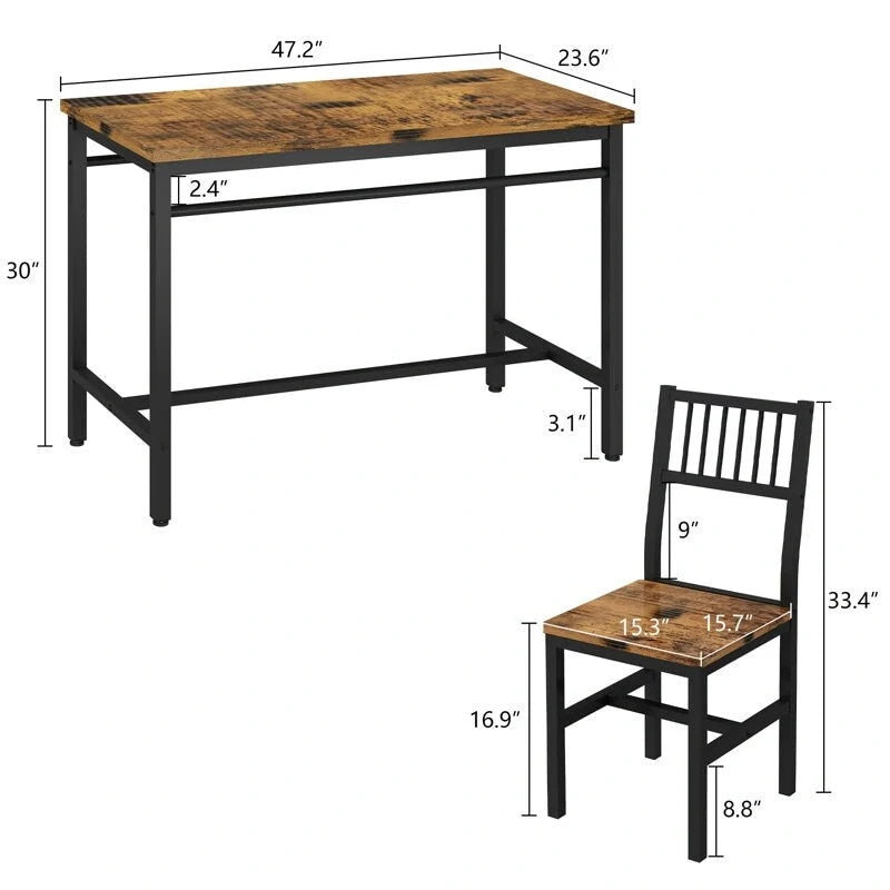 Set da pranzo per 4 persone, set da tavolo da pranzo da 5 pezzi con struttura in metallo per colazione, sala da pranzo, cucina