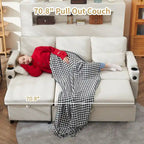 80 L-Shaped Sofa Couch Bed, Sofa Sleeper with Pull Out Bed, Reversible Sleeper Sofa Bed