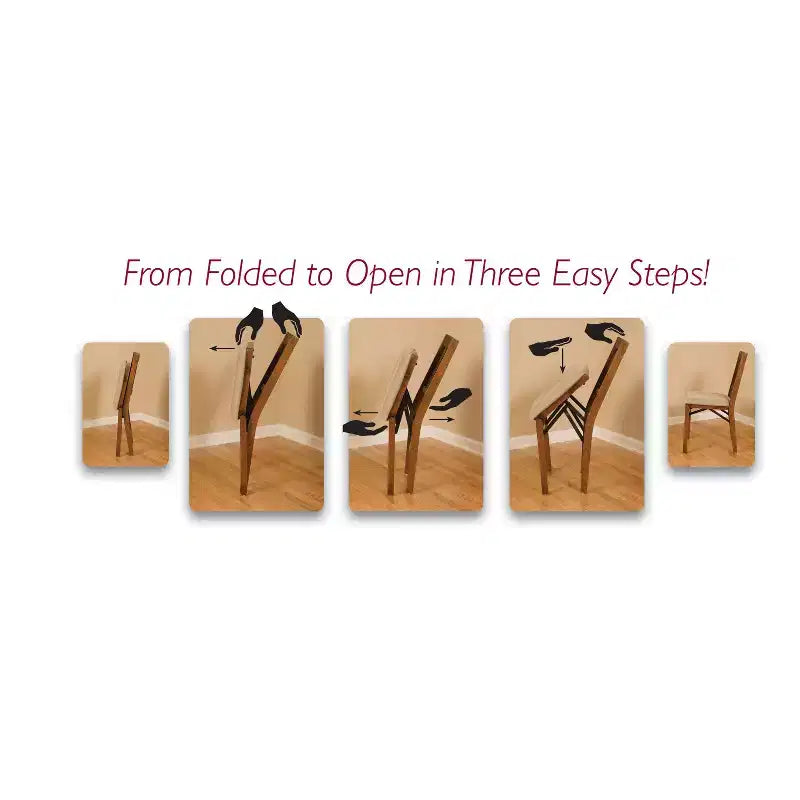 Stakmore Set of 2 Lattice Back Folding Chair Cherry Upholstered, Wood Frame, Fully Assembled