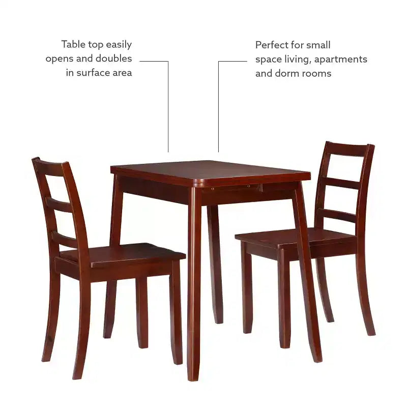 3pc Alberts Solid Wood Hidden Storage Folding Dining Set Rich Brown Espresso Finish - Linon