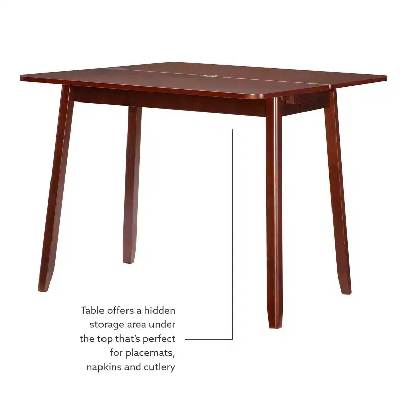 3pc Alberts Solid Wood Hidden Storage Folding Dining Set Rich Brown Espresso Finish - Linon
