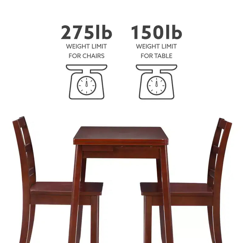 3pc Alberts Solid Wood Hidden Storage Folding Dining Set Rich Brown Espresso Finish - Linon