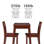 3pc Alberts Solid Wood Hidden Storage Folding Dining Set Rich Brown Espresso Finish - Linon