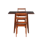 3pc Alberts Solid Wood Hidden Storage Folding Dining Set Rich Brown Espresso Finish - Linon