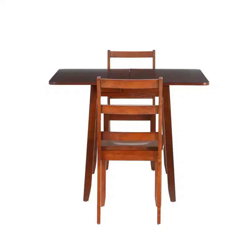 3pc Alberts Solid Wood Hidden Storage Folding Dining Set Rich Brown Espresso Finish - Linon