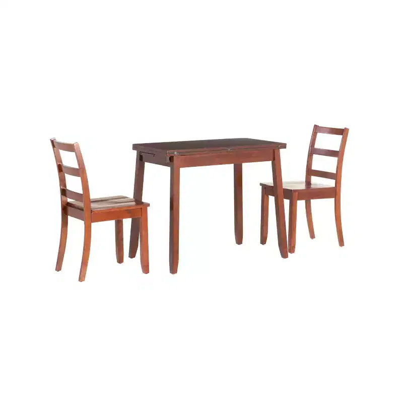 3pc Alberts Solid Wood Hidden Storage Folding Dining Set Rich Brown Espresso Finish - Linon