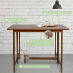Solid Wood Folding Convertible Console and Dining Table Warm Brown - Flora Home