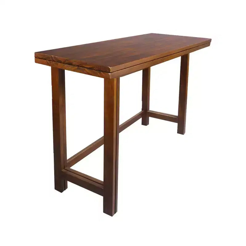 Solid Wood Folding Convertible Console and Dining Table Warm Brown - Flora Home