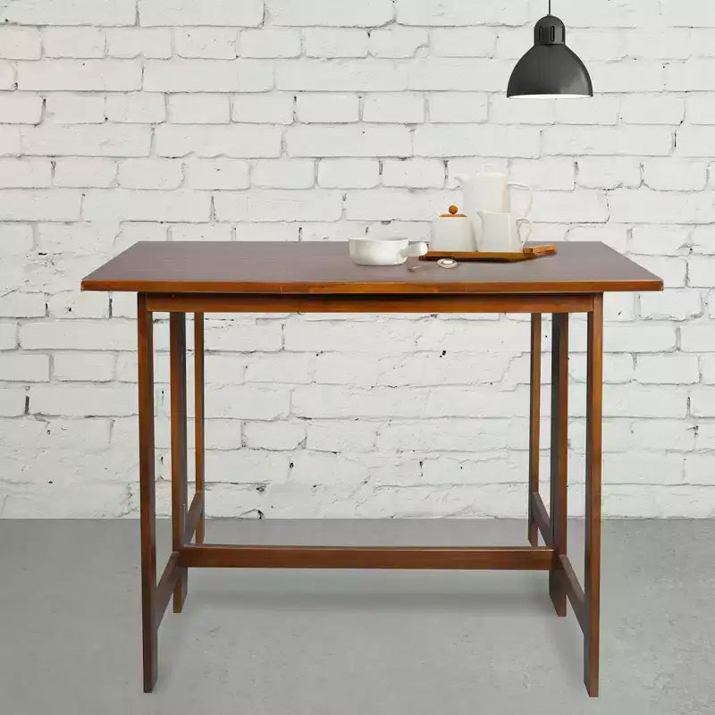 Solid Wood Folding Convertible Console and Dining Table Warm Brown - Flora Home