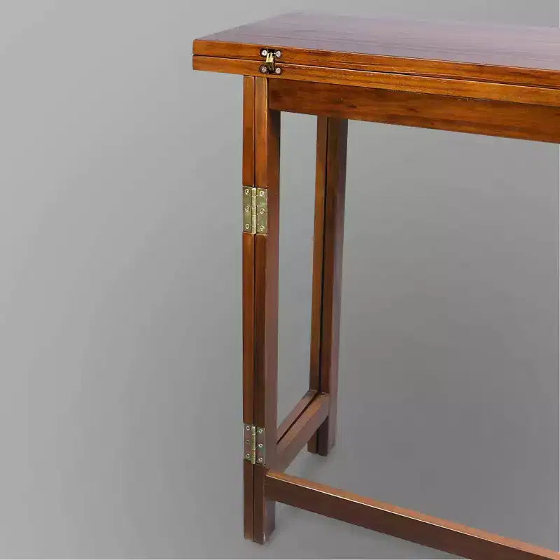 Solid Wood Folding Convertible Console and Dining Table Warm Brown - Flora Home
