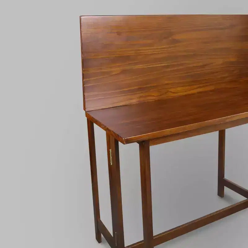 Solid Wood Folding Convertible Console and Dining Table Warm Brown - Flora Home