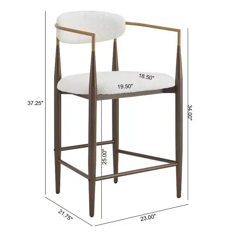 Christopher Knight Home Set of 2 25" Liam Modern Upholstered Iron Counter Height Barstools Beige/Brown